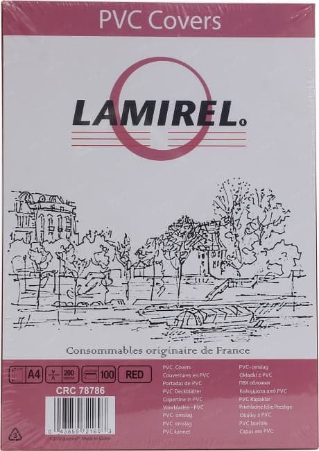 Lamirel <CRC78786> Обложки для переплёта (Red, A4, 200мкм, уп.100шт)