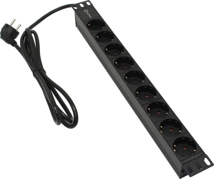 5bites PDU919A-04 Блок розеток 9S / AL / 1U / 19" / 2M*3G*1.5MM2 / VDE
