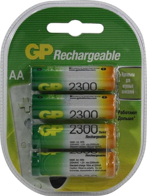Аккумулятор GP 230AAHC-4 (1.2V, 2300mAh) NiMh, Size "AA" <уп. 4 шт>