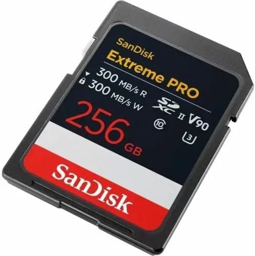 SanDisk SDSDXDM-256G-GN4IN SanDisk Extreme PRO 256GB SDXC Memory Card up to 300MB/s, UHS-II, Class 10, U3, V90