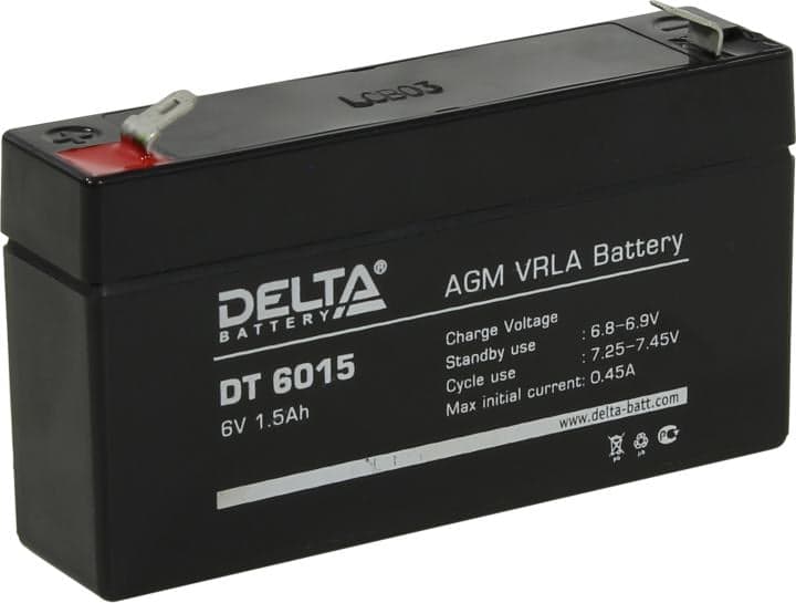 Аккумулятор Delta DT 6015 (6V, 1.5Ah) для слаботочных систем