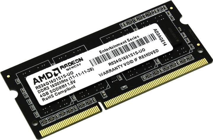 AMD <R534G1601S1S-U(O)> DDR3 SODIMM 4Gb <PC3-12800> CL11 (for NoteBook)