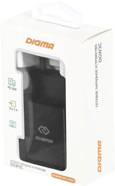 DGW3C0F010BK Сетевое зар./устр. Digma DGW3C 30W 3A (PD) USB-C универсальное черный ()