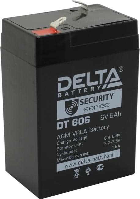Аккумулятор Delta DT 606 (6V, 6Ah) для слаботочных систем