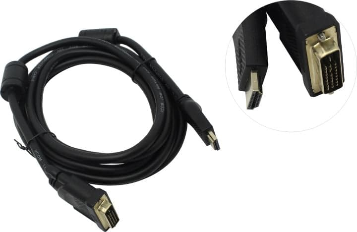 VCOM <CG484GD-3m> Кабель HDMI to DVI-D (19M -25M) 3м 2 фильтра