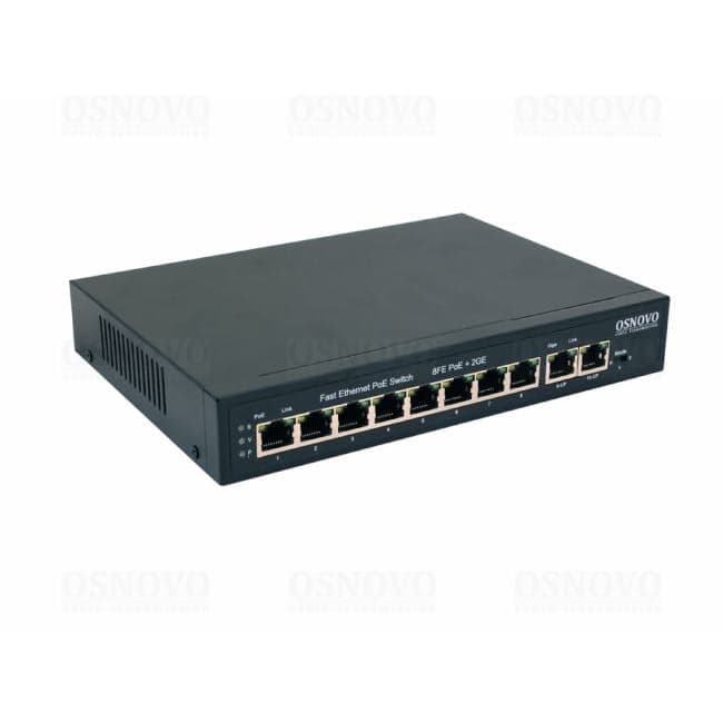 OSNOVO <SW-20820(120W)> Неуправляемый коммутатор (8UTP 100Mbps PoE + 2UTP 1000Mbps)