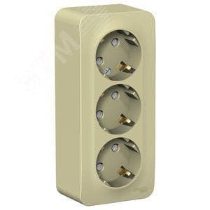Schneider Electric BLNRA011317 Розетка открытой установки BLANCA трехпостовая с заземлением со шторками, с изолирующ