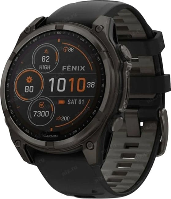Смарт-часы Garmin Fenix 8 Solar Sapphire титановый угольно-серый DLC, черный 51мм 010-02907-11