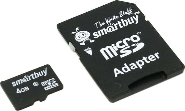 SmartBuy <SB4GBSDCL10-01> microSDHC 4Gb Class10 + microSD-->SD Adapter