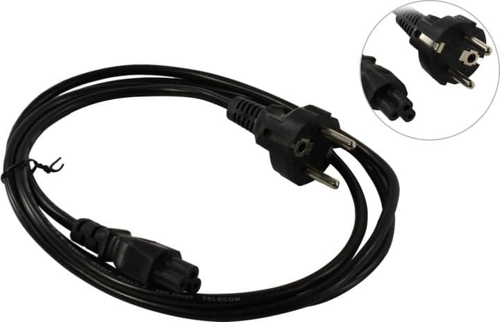 Telecom <TP022-1.8-BK> Кабель питания IEC-320-C5 - розетка 220V1.8м Европейский стандарт
