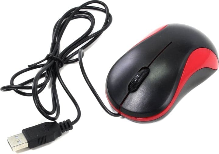 OKLICK Optical Mouse <115S> <Black&Red> (RTL) USB 3btn+Roll, уменьшенная <711637>