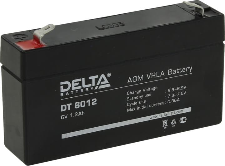 Аккумулятор Delta DT 6012 (6V, 1.2Ah) для слаботочных систем
