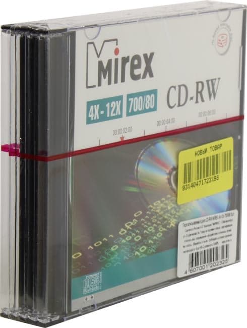 CD-RW Mirex 700Mb 4-12x <уп. 5 шт> <202325>