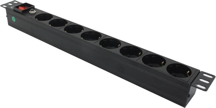 5bites <PDU819A07> Блок силовых розеток 19", чёрный 1U, 8 евророзеток, гнездо под шнур IEC-320-C13