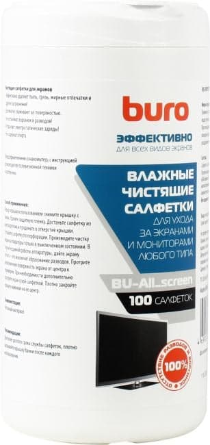 Buro <BU-All_screen> Влажные чистящие салфетки для экранов (100шт)