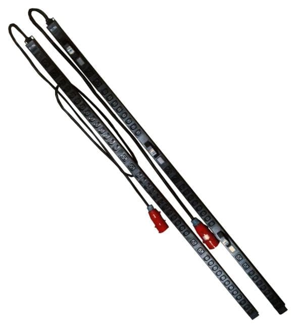 TWT-PDV3-6x36-16A Вертикальный блок розеток, 3-фазный, 6xC19 + 36xC13, 380V, 16A, шнур 2 метра, вилка IEC309