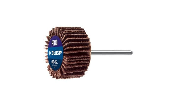 Зубр <36600-180> ЗУБР d 30x15 мм, P180, круг шлифовальный лепестковый, на шпильке d 3.2 мм
