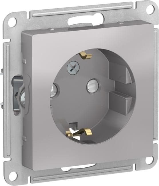 Schneider Electric ATN000345 Розетка ATLASDESIGN с заземлением со шторками 16А механизм алюминий