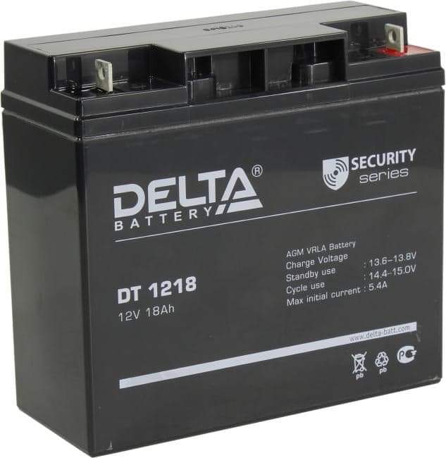 Аккумулятор Delta DT 1218 (12V, 18Ah) для слаботочных систем