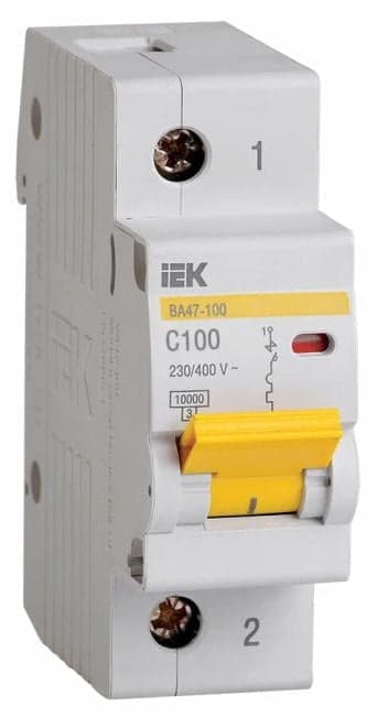 Автоматический выключатель IEK MVA40-1-100-C ВА47-100 1Р 100А 10 кА х-ка С