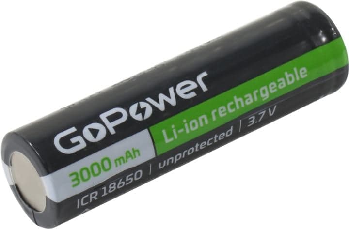 Аккумулятор GoPower ICR18650 (3.7V, 3000mAh) Li-Ion, Size "18650"