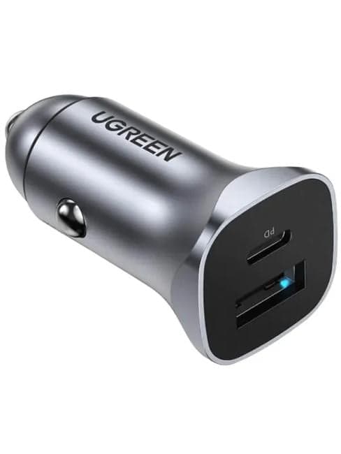 40858_ UGREEN CD130 (40858) USB-C PD+USB-A QC 30W Fast Car Charger + SCP22.5W. Цвет: серый