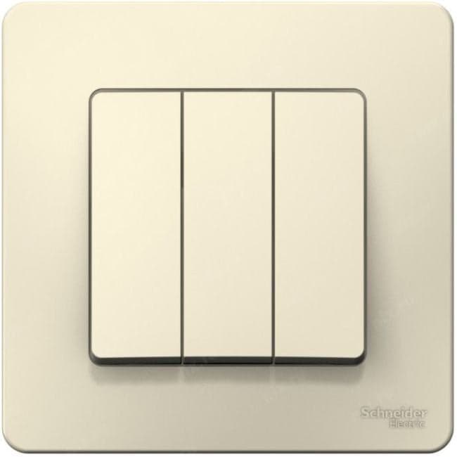 Schneider Electric BLNVS100502 BLANCA С/У 3-клавишный ВЫКЛЮЧАТЕЛЬ (cх.1+1+1), 10А, 250B, МОЛОЧНЫЙ