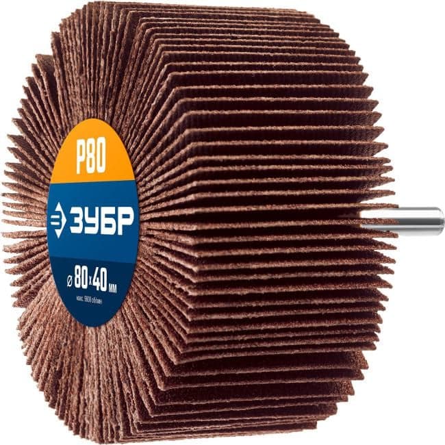 Зубр <36604-080> ЗУБР d 80x40 мм, P80, круг шлифовальный лепестковый