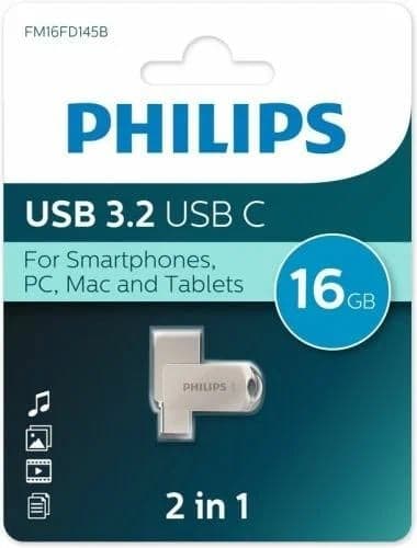 Philips 2-in-1 <FM16FD145B/97> USB3.2/USB-C Flash Drive 16Gb (RTL)