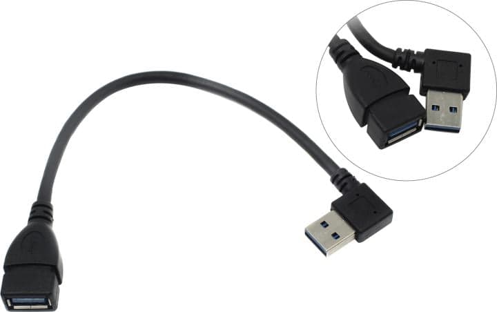 KS-is <KS-402> Кабель-переходник USB 3.0 AM --> AF, горизонтальный Г-образный коннектор