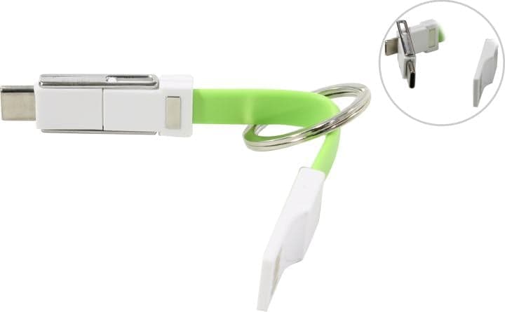 Espada <Emagn3i1 Green> Брелок-кабель USB AM-->USB-C/microUSB/ Lightning