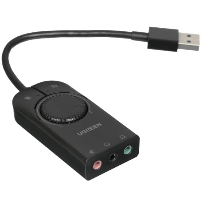 40964_ Внешняя стерео звуковая карта UGREEN CM129 (40964) USB External Stereo Sound Adapter. Длина: 15 см. Цвет: черный