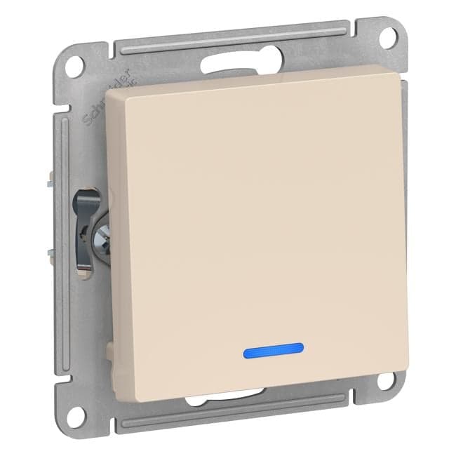 Schneider Electric ATN000213 ATLASDESIGN 1-клавишный ВЫКЛЮЧАТЕЛЬ с подсветкой, сх.1а, 10АХ, механизм, БЕЖЕВЫЙ
