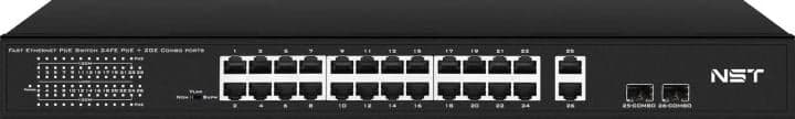 NST NS-SW-24F2G-P PoE коммутатор Fast Ethernet на 24 x RJ45 портов + 2 x GE Combo uplink порта