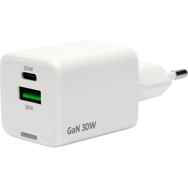 MP3A-PC-63 Зарядное устройство Cablexpert MP3A-PC-63, 30Вт GaN, 3А, QC4.0/PD, 1xUSB, 1xType-C, белый, пакет