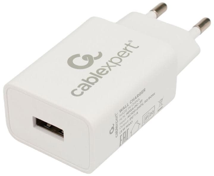 Зарядное устройство Cablexpert MP3A-PC-39, 5Вт, 1А, 1хUSB, белый, пакет