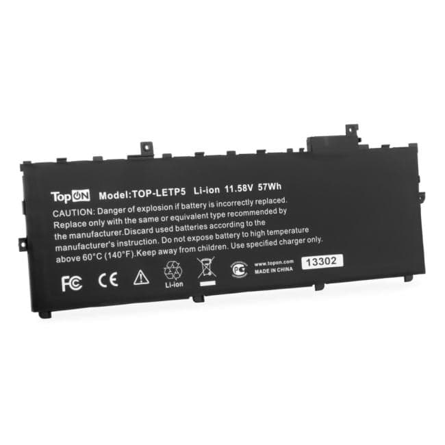 TopON TOP-LETP5 Аккумулятор для ноутбука Lenovo ThinkPad X1 Carbon Gen 5. 11.58V 4900mAh. PN: 01AV430
