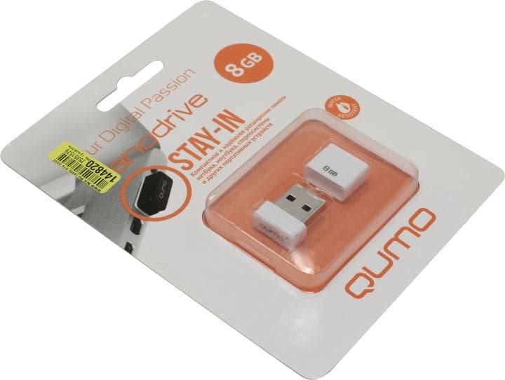 Qumo Nanodrive <QM8GUD-NANO-W> USB2.0 Flash Drive 8Gb (RTL)