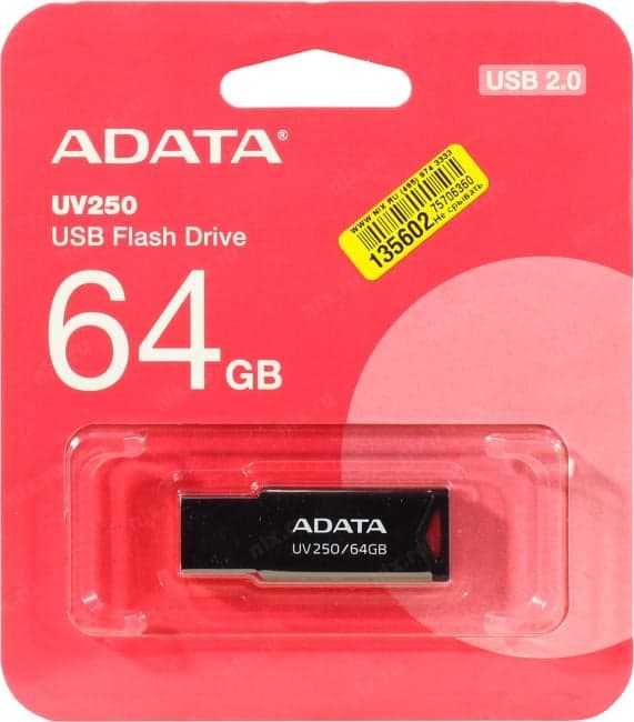 ADATA UV250 <AUV250-64G-RBK> USB2.0 Flash Drive 64Gb