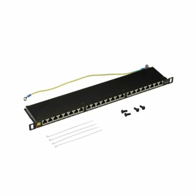 Патч-панель Lanmaster LAN-PPC24S6A 19", 0,5U, Cat 6A, 24 порта RJ45 (8p8c), экранированная, Krone IDC