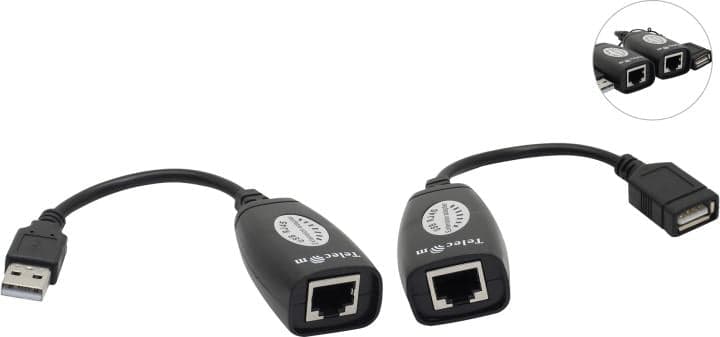 Telecom <TU824> USB Extender (USB -> RJ45 -> USB, до 45м)