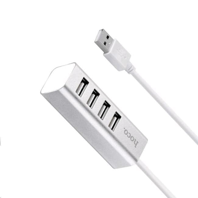 Концентратор Hoco HB1, 4xUSB, серебристый