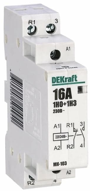 Контактор модульный DEKraft 18051DEK 1НО+1НЗ 16А 230В МК-103