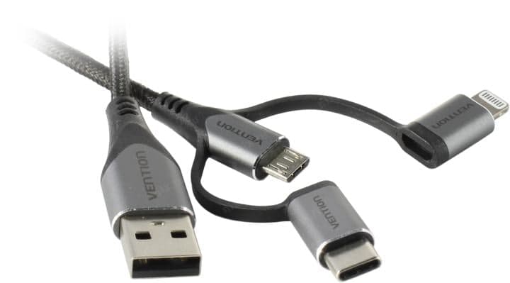 Vention <CQJHF> Кабель USB 2.0 AM -> USB-C/microB/Lightning 1м