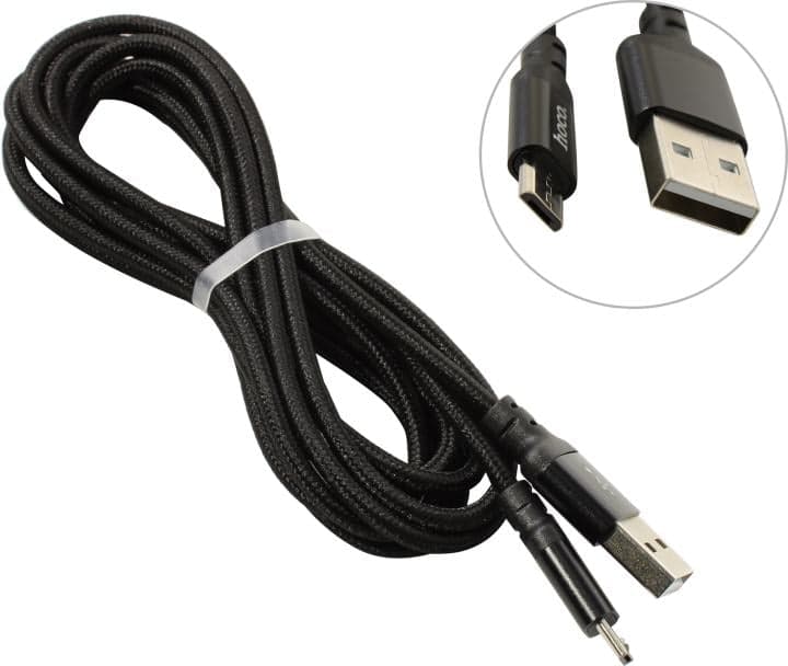 Hoco <X14 micro-B 2M Black> Кабель USB 2.0 AM-->micro-B 2м