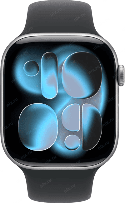 MEV04LW/A Смарт-часы Apple Watch Series 11 A3333 46мм OLED корп.серый космос Sport Band рем.черный разм.брасл.:S/M ()