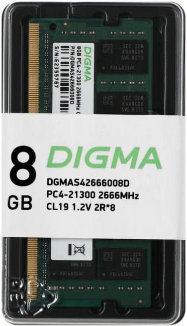 Digma <DGMAS42666008D> DDR4 SODIMM 8Gb <PC4-21300> CL19