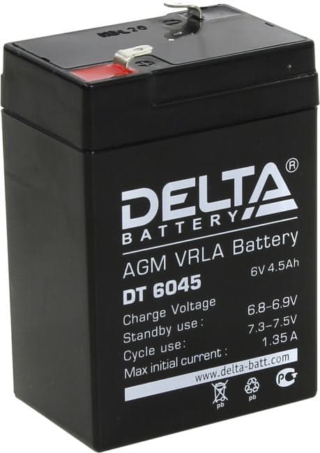 Аккумулятор Delta DT 6045 (6V, 4.5Ah) для слаботочных систем