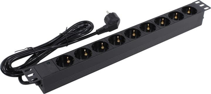Exegate ServerPro PDU-19H904 Al-9S-EU2.5 <EX280850RUS> Блок силовых розеток 19", чёрный 1U, 9 евророзеток