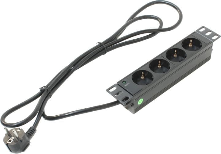 5bites <PDU410A-10 > Блок силовых розеток 10", чёрный 1U, 4 евророзетки, шнур 2м